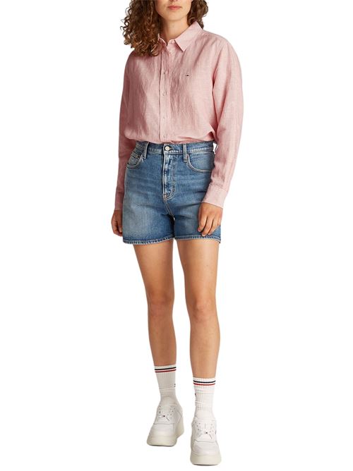Camicia donna rosa salmone misto lino Tommy Jeans | DW0DW20292TH3